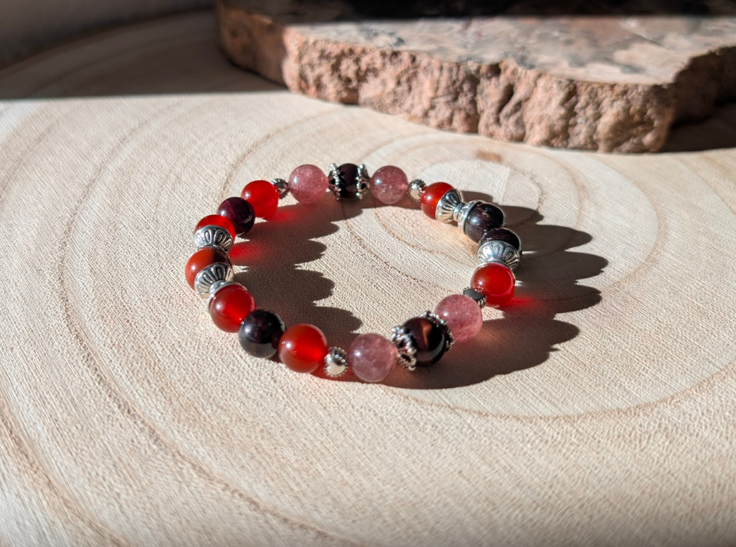 Bracelet en perles naturelles - love collection - rouge