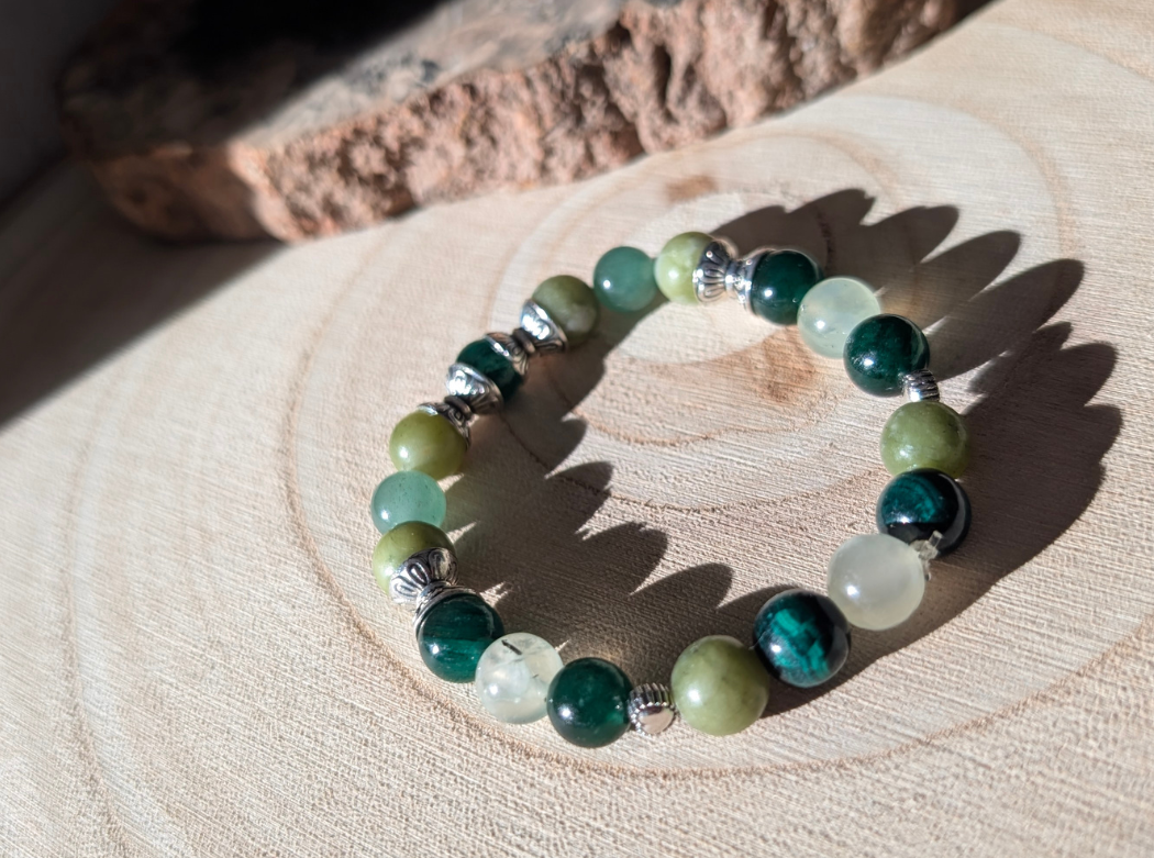 Bracelet en perles naturelles - love collection - vert