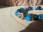 Bracelet réglable pierres naturelles & cœur en argent - Cœur d'azur