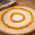 Coffret bébé - parure en ambre véritable - collier + bracelet - modèle 002N