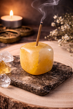 Porte encens forme cube - plusieurs minéraux disponibles