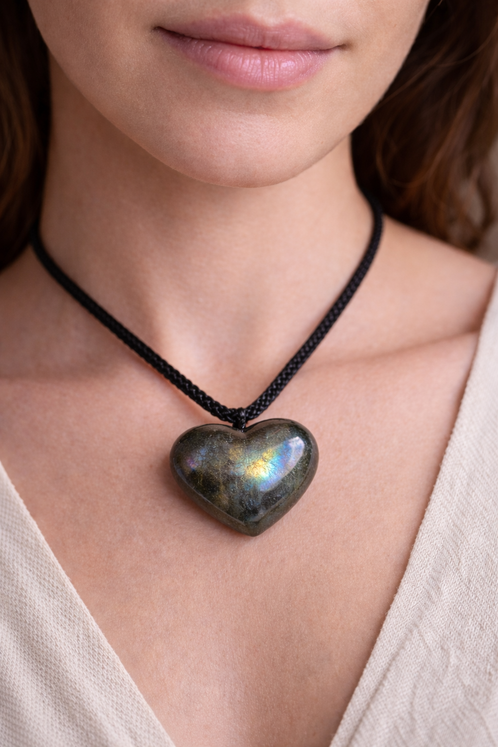 Collier coeur en labradorite