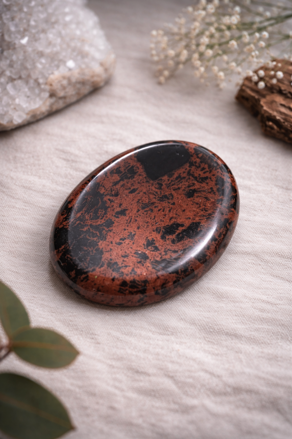 Pierre de pouce en Obsidienne acajou