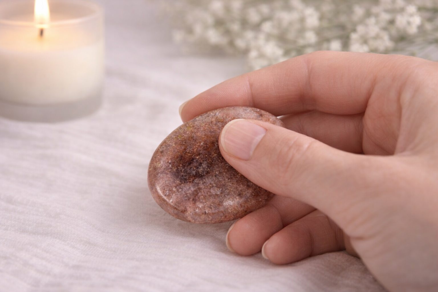 Pierre de pouce en Quartz Fraise naturel