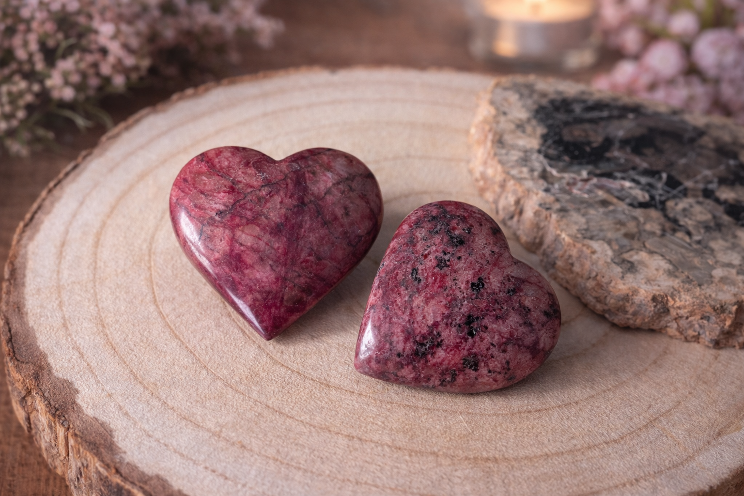 Coeur en rhodonite