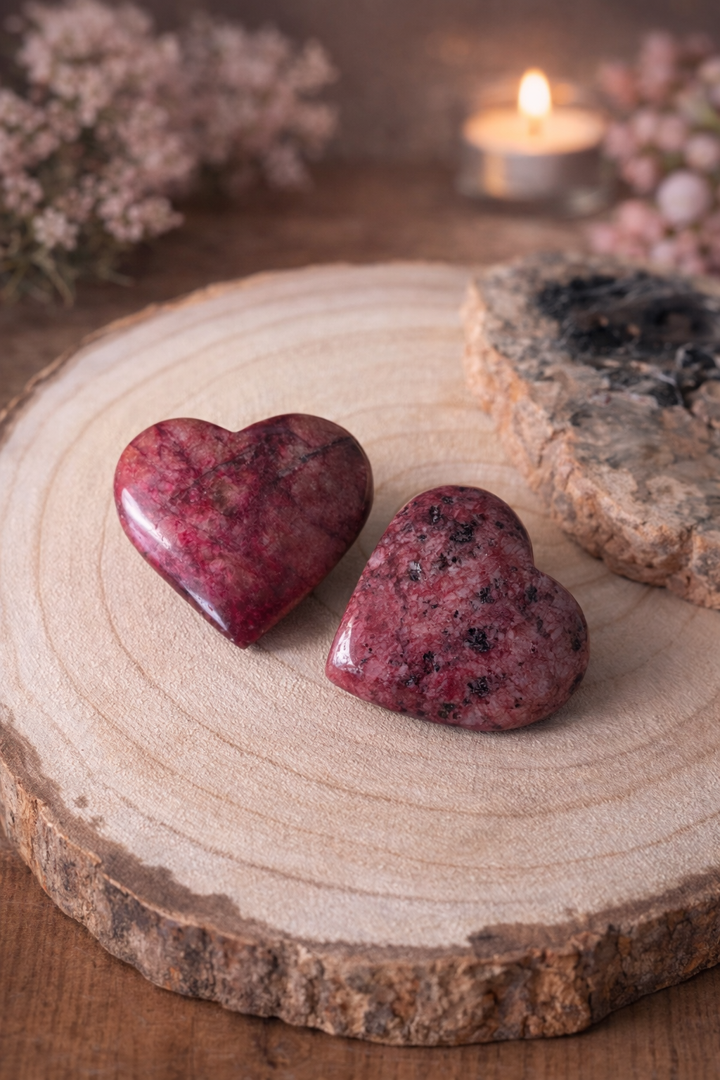 Coeur en rhodonite