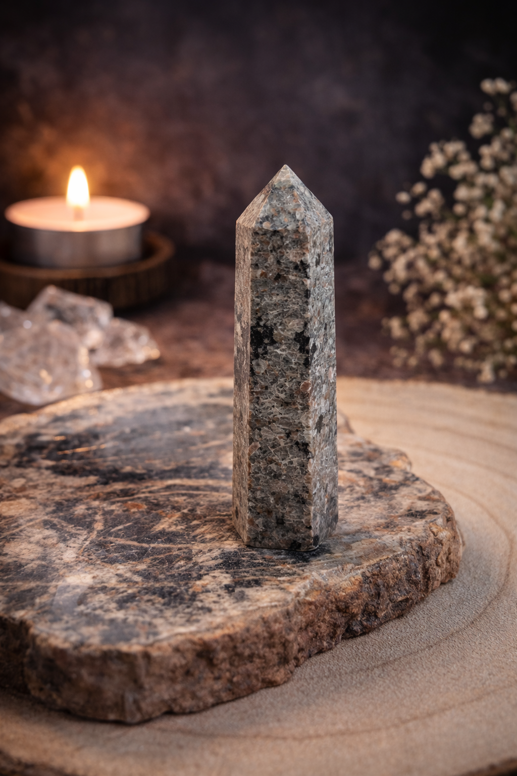 Pointe facettée en Yooperlite - 6 faces